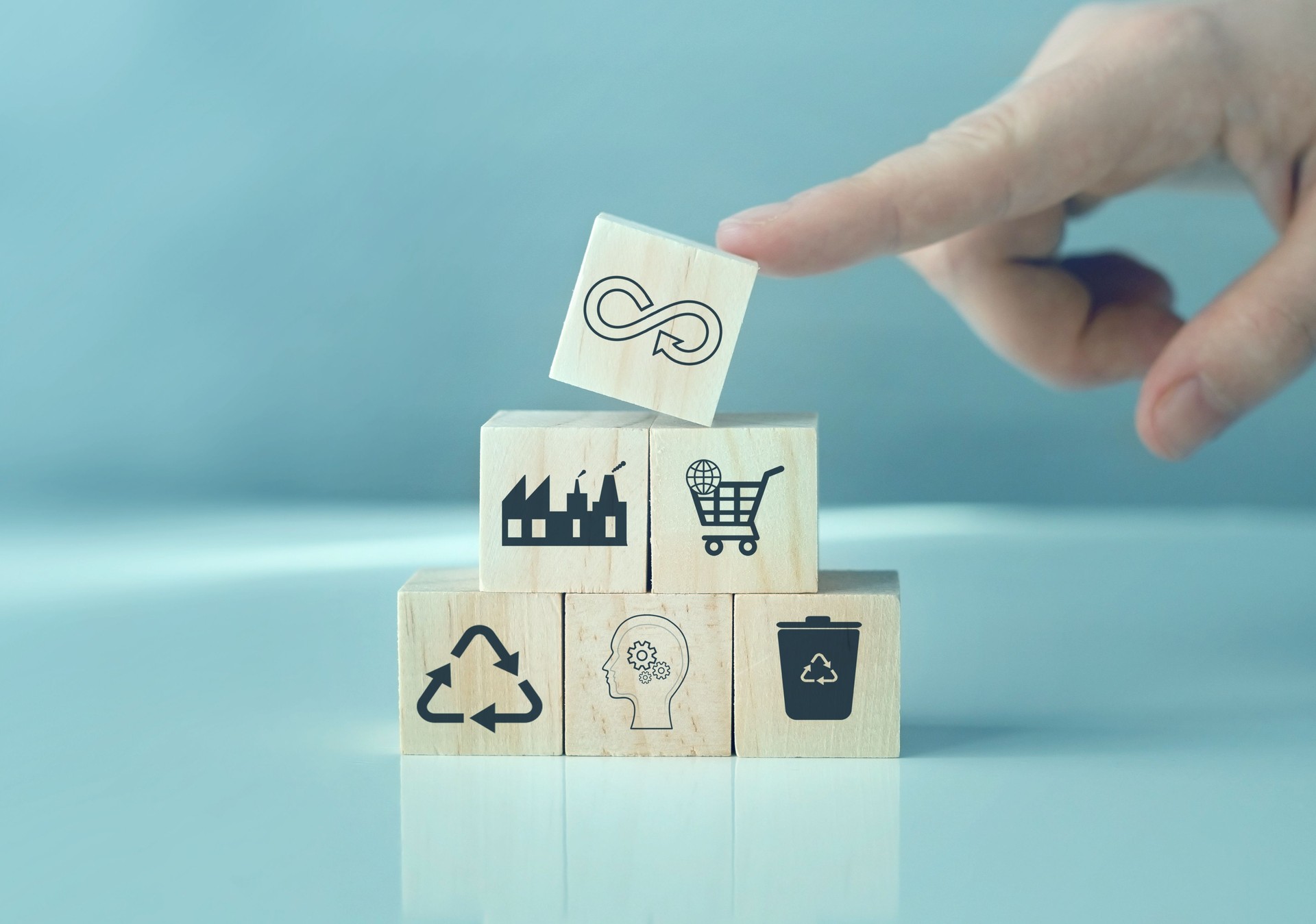 Circular economy concept. Sharing, reusing,repairing,renovating and recycling existing materials and products as much possible.